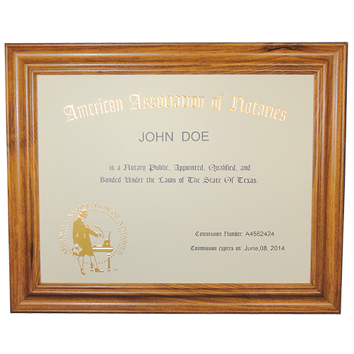 Michigan Notary Unofficial Commission Certificate Frame
